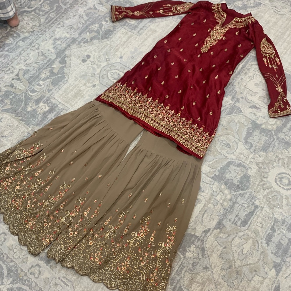 Fancy Pakistani Embellished Gharara Wedding Indian Party Wear Shalwar Kameez